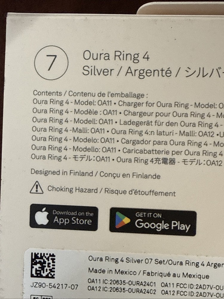 Oura Ring Gen 4 Silver Size 7 NEW - OPEN BOX