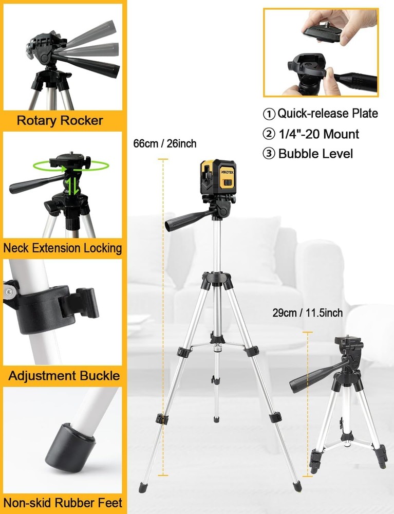 Laser Level with Tripod, Self-Leveling Green Beam Horizontal and