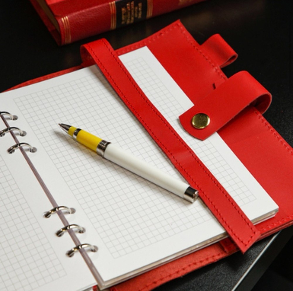 Leather notebook cover A5 light classic collection squared grid pages 2026.