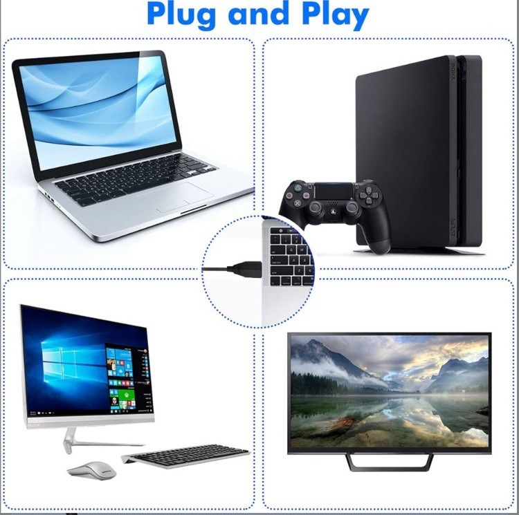 USB Microphone for Computer, Plug & Play with Built-in LED Light, Mute Button