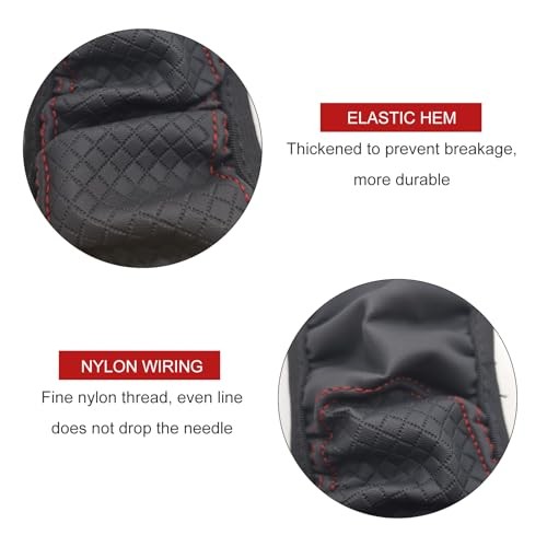 Steering Wheel Cover, Soft Microfiber Leather Double Circle No 1 PC Black & Red