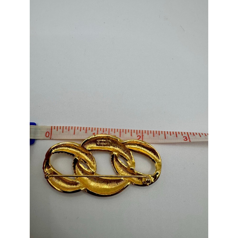 Vintage Napier Gold Tone Textured Interlocking Link Brooch