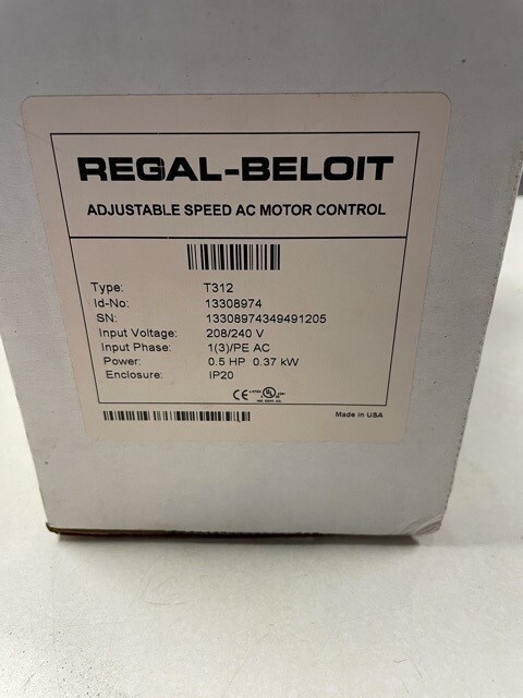 Regal-Beloit Drive T312 Adjustable Speed AC Motor Control