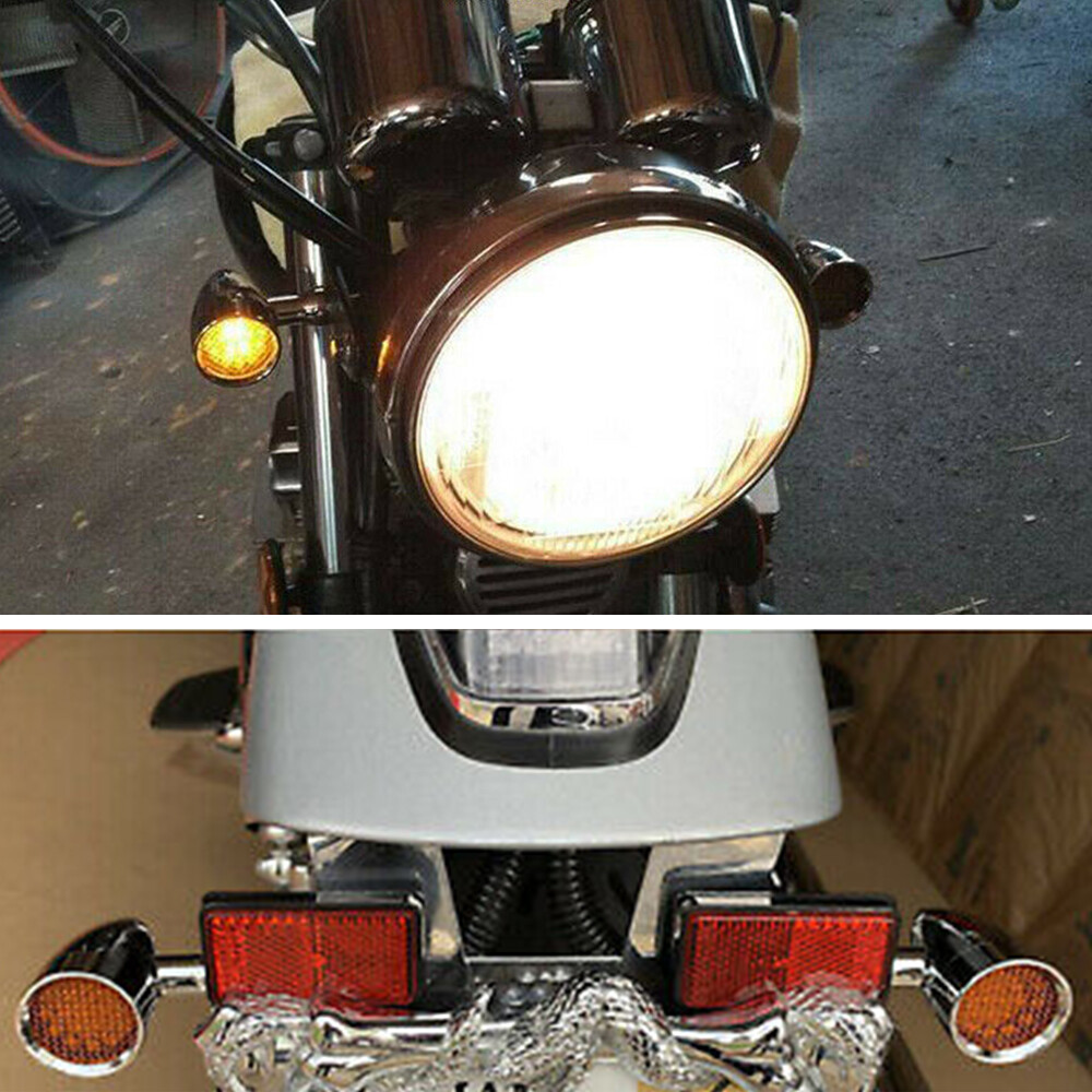 Chrome Motorcycle Bullet Amber Blinker Running LED Turn Signals Tail Rear Light