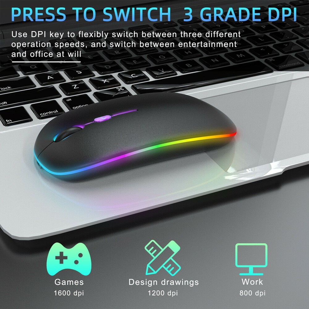 Wireless Mouse LED Rechargeable Mice