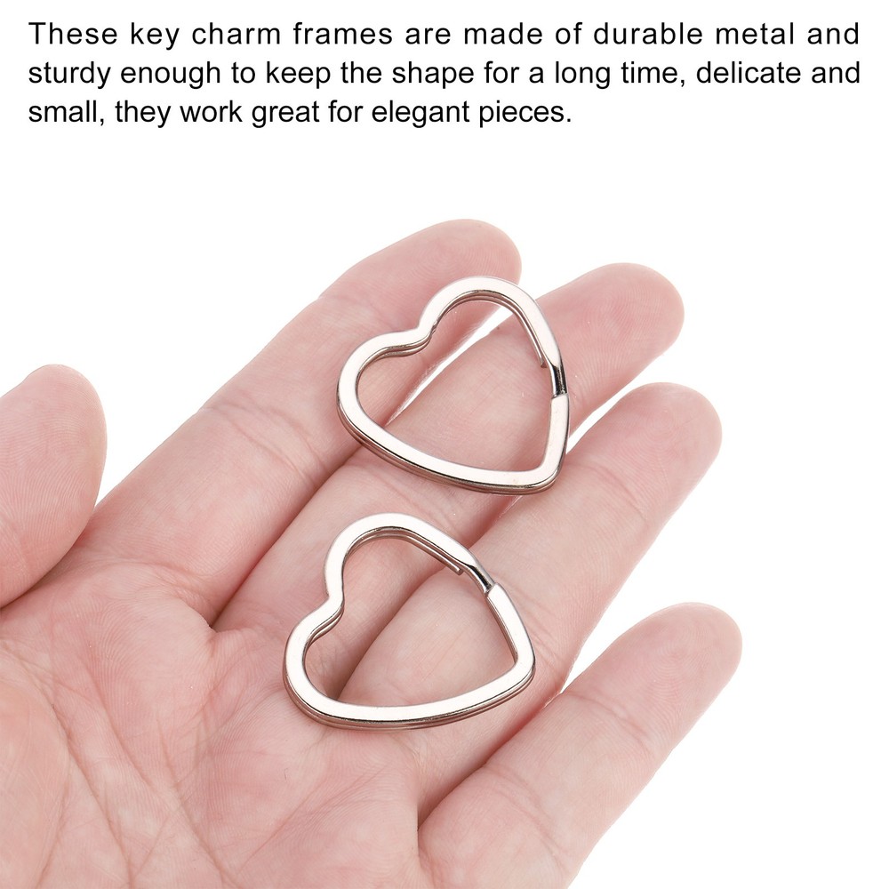 12Pcs Flat Key Ring, Creative Heart Shape Ring Silver Tone Metal Hoop Loop