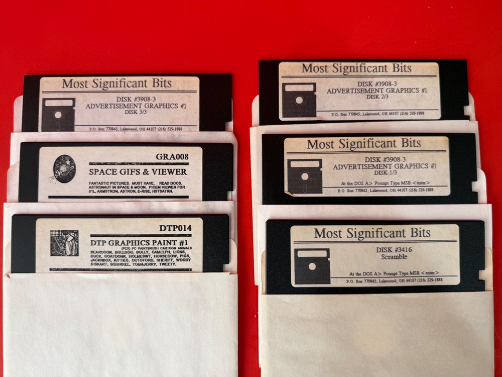 Most Significant Bits 6 Disk Set 5.25" Floppy Diskettes IBM / Software PC
