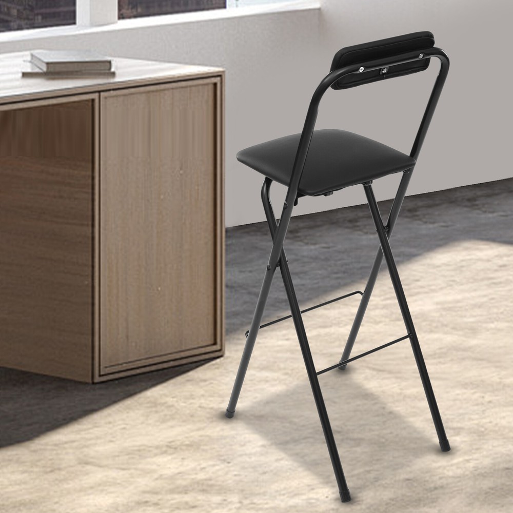 70cm 1 Pcs Folding Bar Stool with Backrest, Tall Foldable Stool Chair Portable