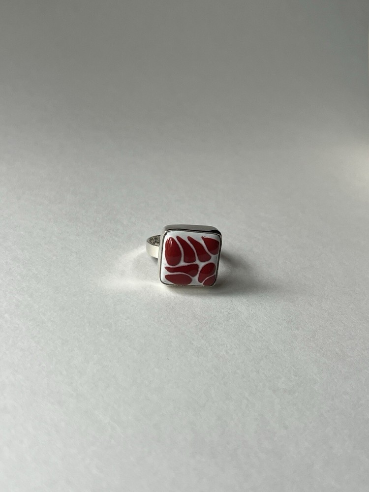 Square Talavera Ring 925 Sterling Silver Artisan Handmade