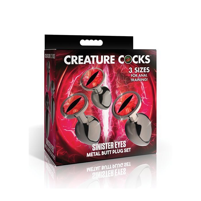 Creature Cocks Sinister Eyes Metal Butt Plug Set