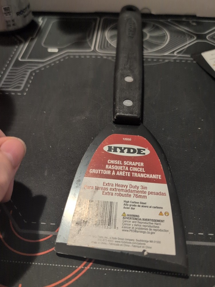 Hyde 12050 Chisel Scraper 3 In. Heavy Duty Long Handle Surface Prep Tool