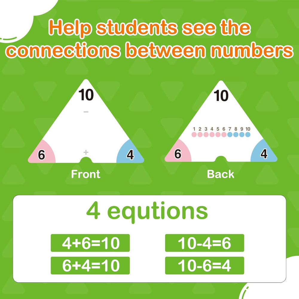 Addition and Subtraction Flash Cards, Triangle Math Games Flash Cards for Kids,