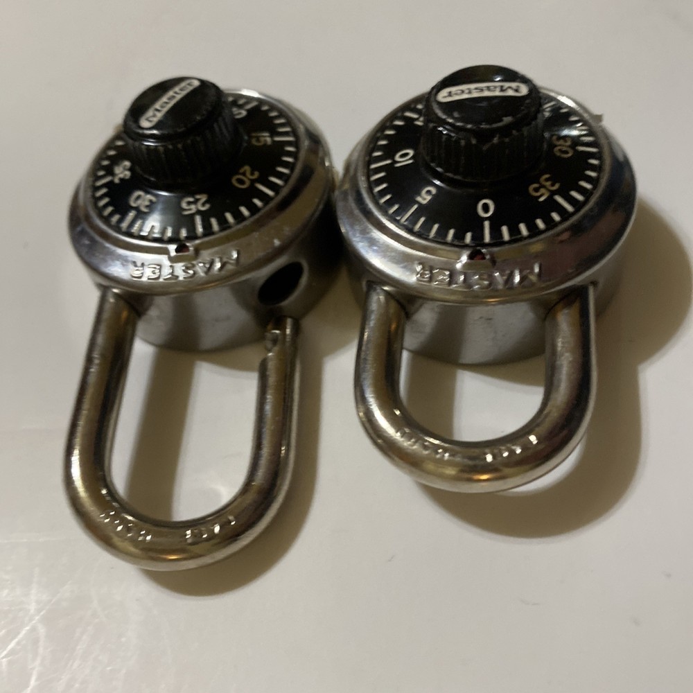 2 Master Lock Black Combination Padlocks Tested Working Security Locks