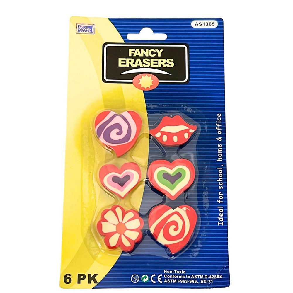 Non-Toxic Fancy Eraser: 6 Pack