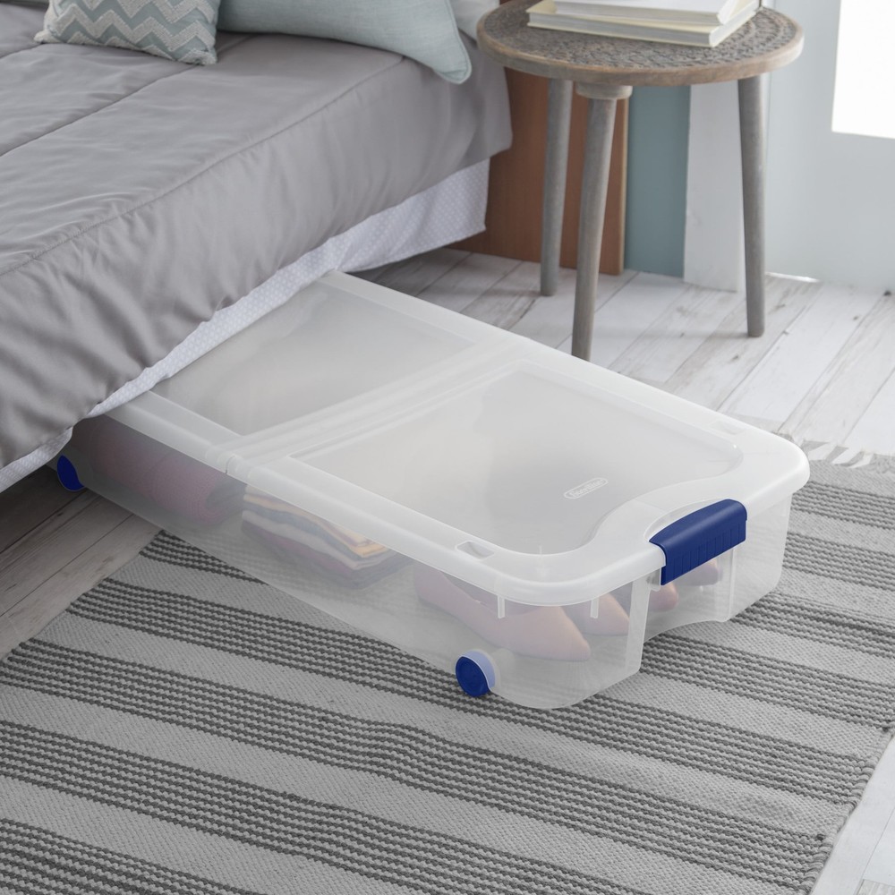 Sterilite Large Storage Bin, 66 Quart Clear Underbed Storage Container