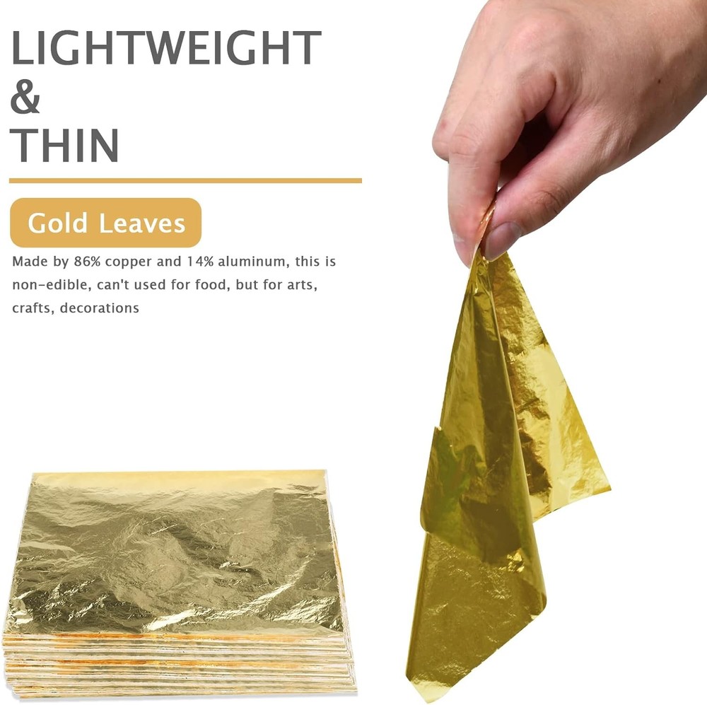 200Pcs Gold Leaf Sheets Foil for Gilding Crafting, Art & DIY...