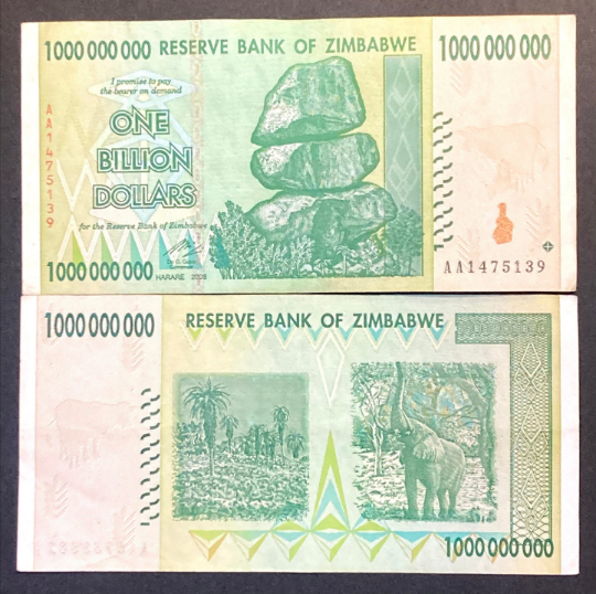 One Billion Zimbabwe Banknote - 2008, AA/AB