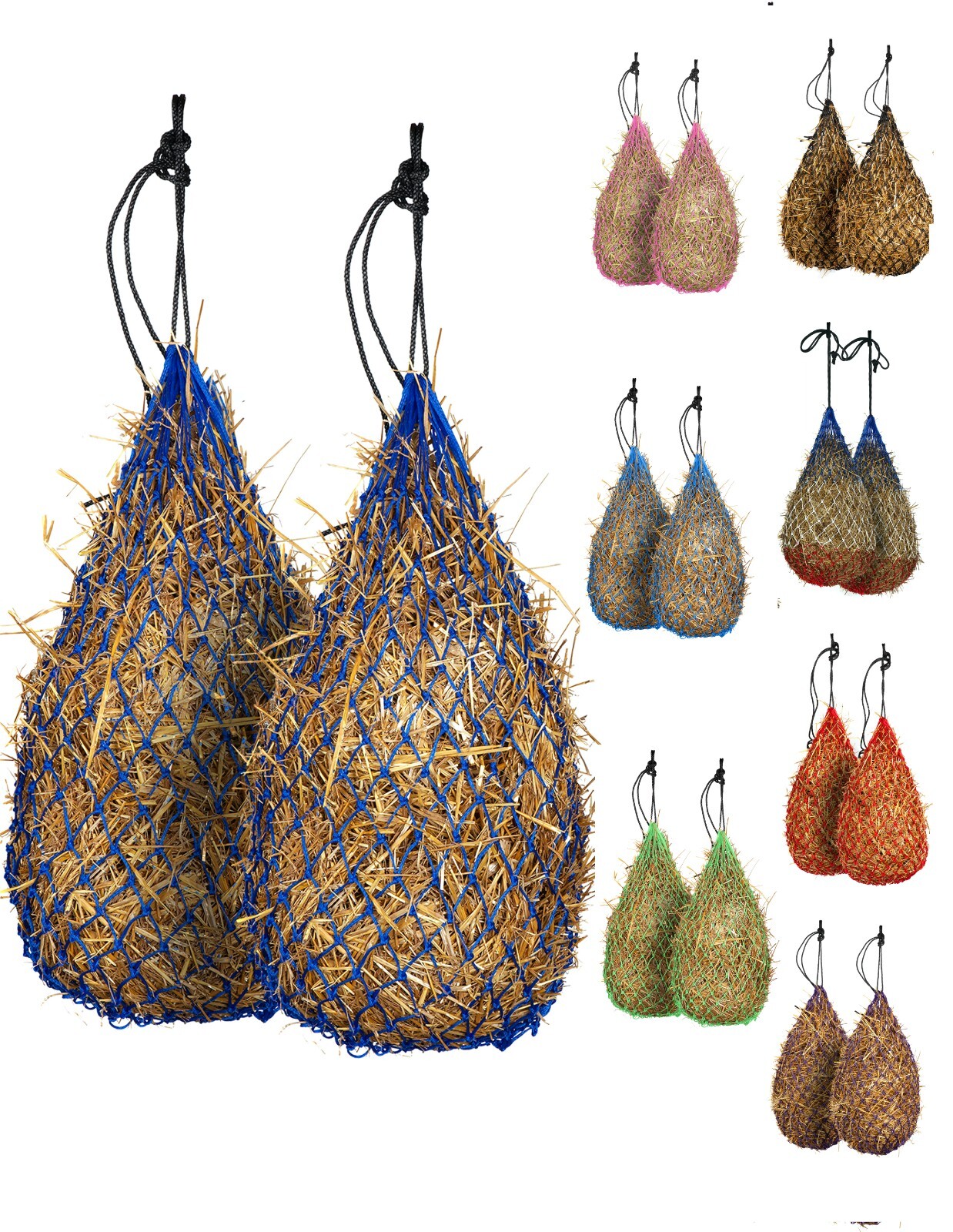 Majestic Ally 2 pcs Slow Feed 42” Hay Net with soft 2"x2" holes for Horses