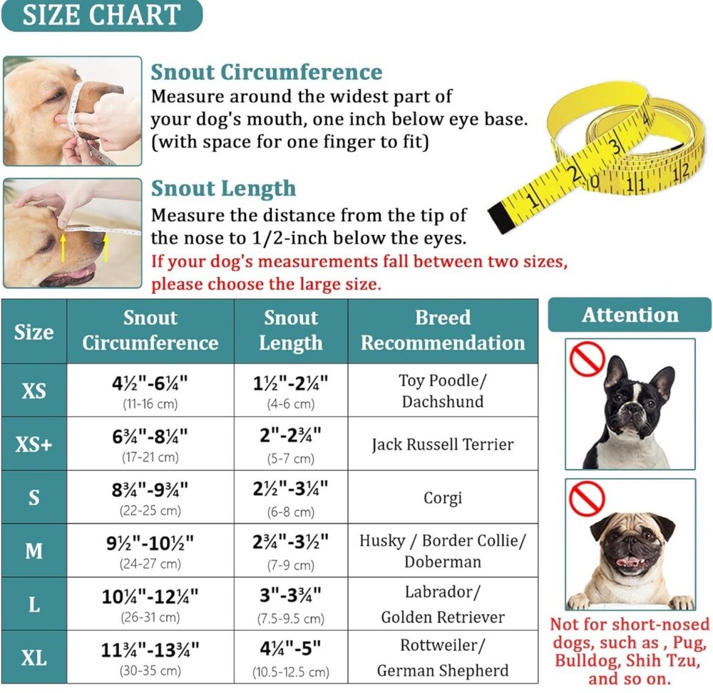 Dog Muzzle, Soft Mesh Covered Muzzles for Small Medium Large Dogs