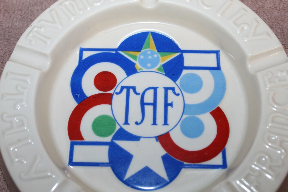 Original WW2 U.S. AAF & Allied AF "TAF" Tactical Air Force Ceramic Ashtray