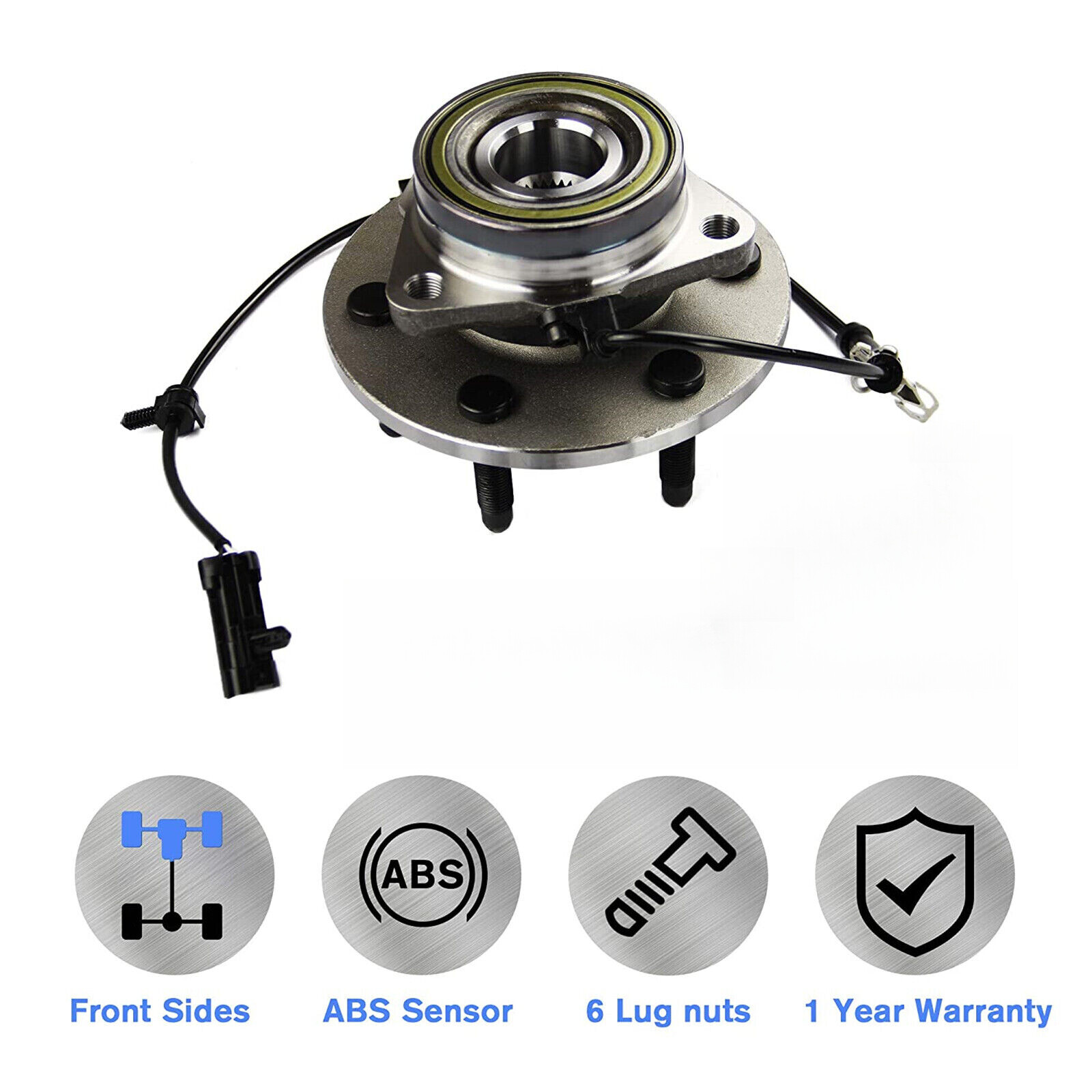 VILOBOS 2 Pack Front Wheel Bearing Hub 4WD Chevrolet GMC Cadillac 6 Lugs w/ ABS