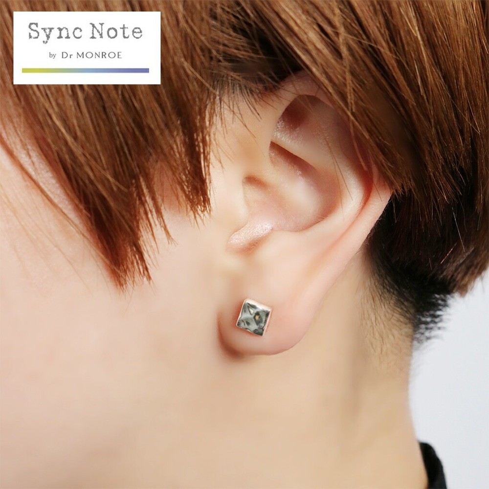 Dr MONROE Silver Square Wave Stud Earring (Single)