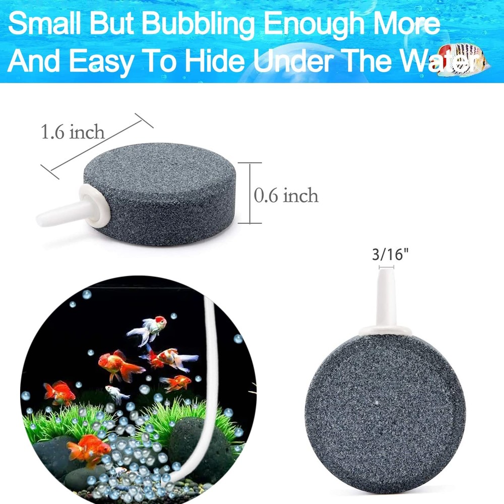 DeKago Aquarium Air Stone Disc - 1.6 Inch Bubble Diffuser, Grey