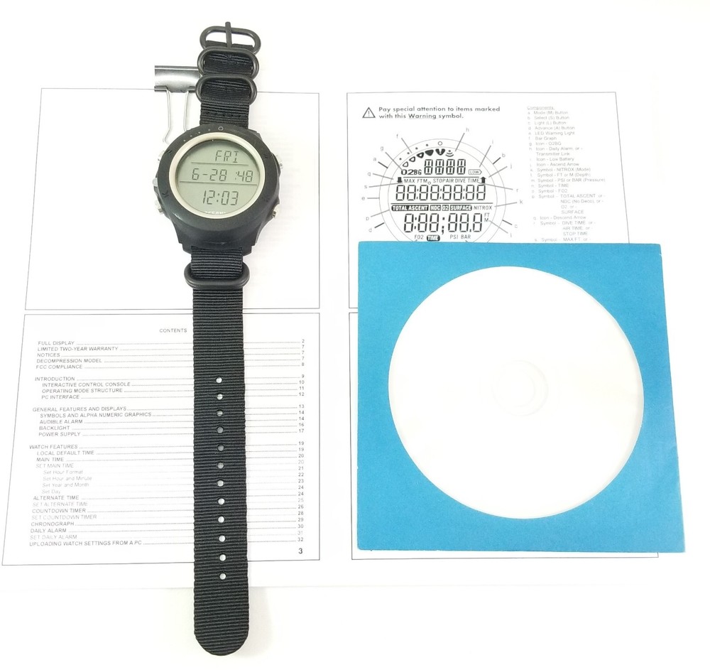 Oceanic Atom Wrist Watch Scuba Dive Computer Wireless Air & Nitrox #4753
