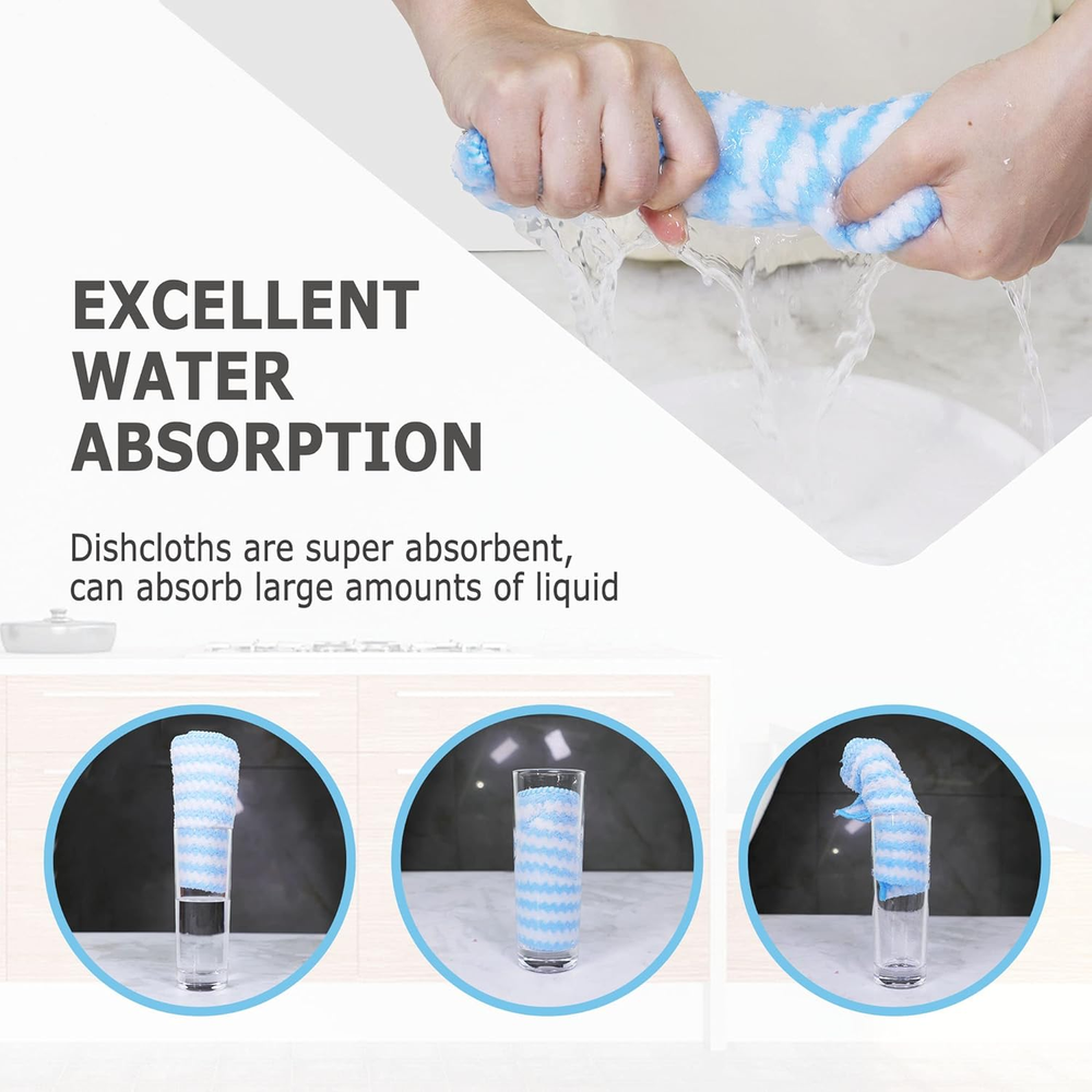 Microfiber Cleaning Cloth Absorbent Kitchen Towels Dish Cloths Washable 10 Pack