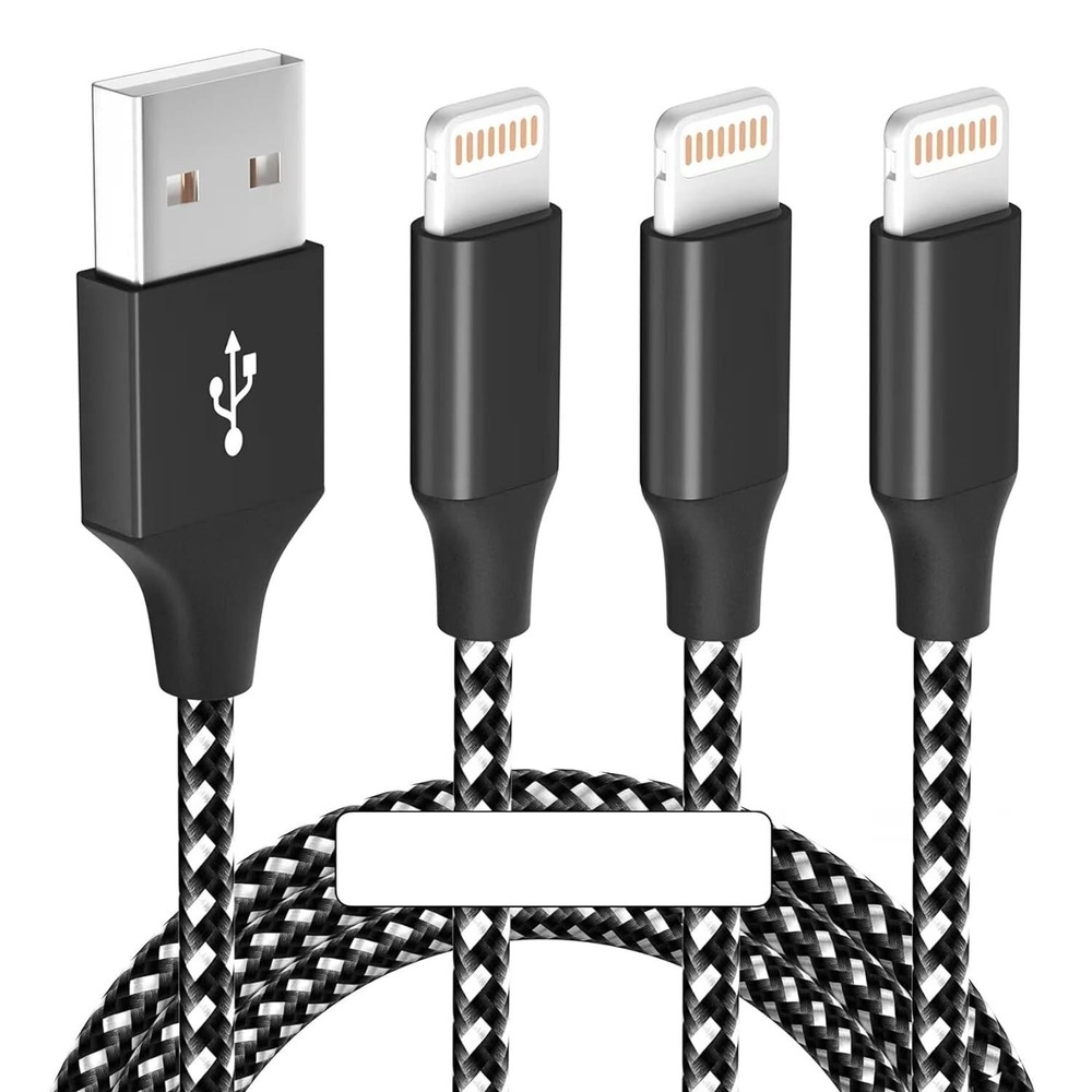 3 Pack 10 FT Nylon Charger Fast Charging Cord Cable Compatible With iphone