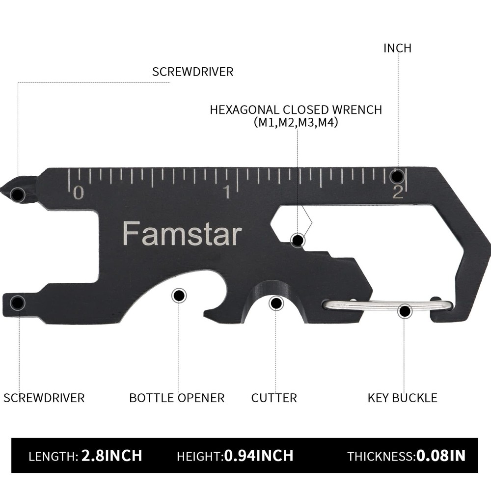 Keychain Multi-tool 3Pack Metal Pocket Tool Portable No rust Black