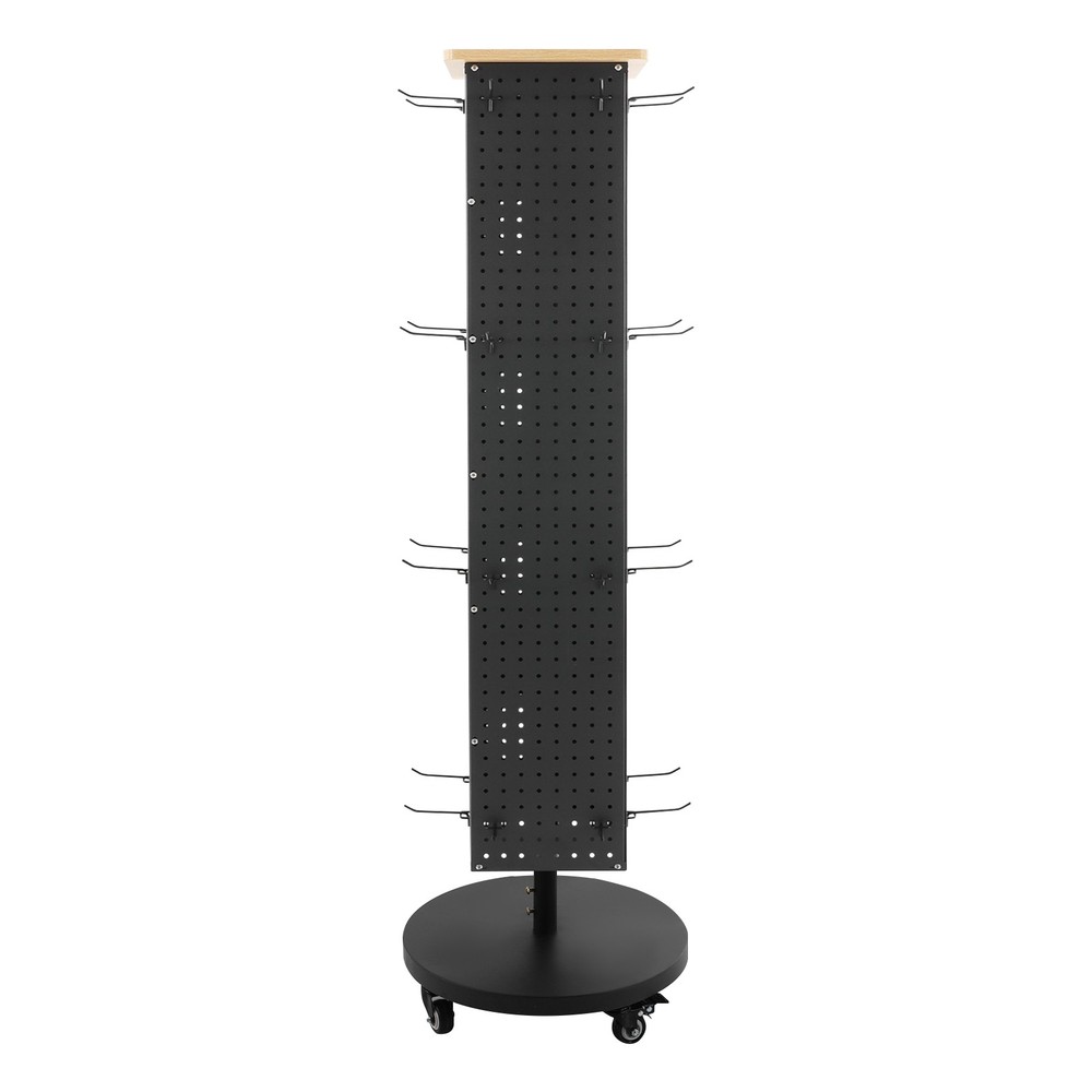 Perforated Panel Display Stand 360° Rotatable Display Rack with 30 Hooks Grocery
