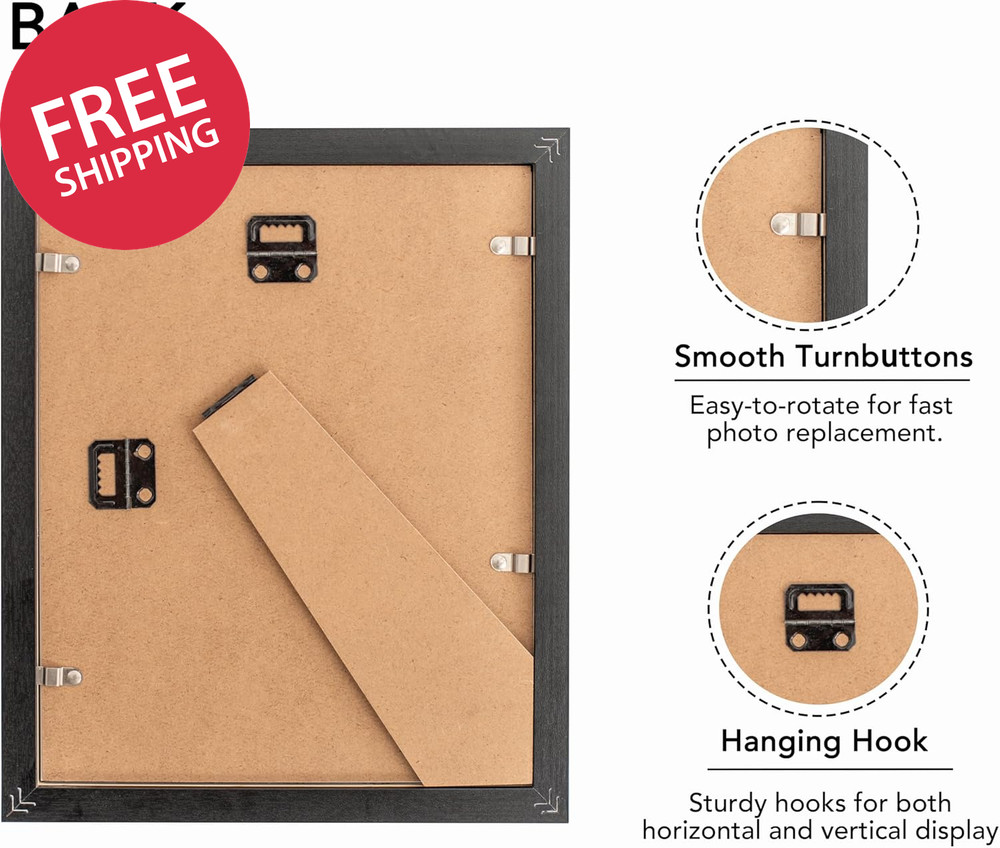 8X10 Picture Frame, Solid Wood Picture Frames with Plexiglass, Display 5X7 with