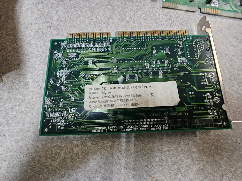 98-801120-00, ND1120 ibm isa token ring nic