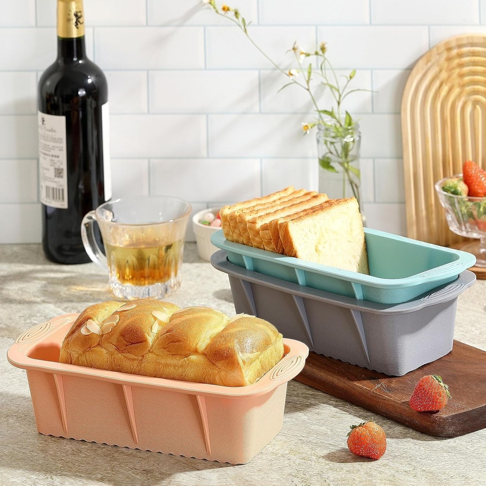 3PCS Silicone Bread Loaf Pan: Non-Stick, Easy Release, Dishwasher Safe