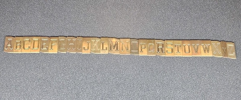 Double Line Block Engraving Font Set Letters - Brass - Complete