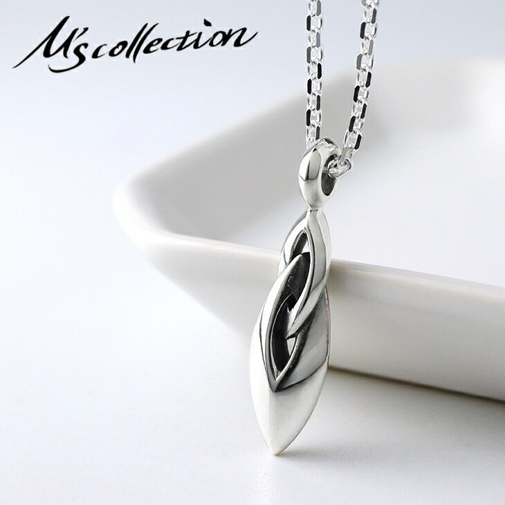 M's Collection Small Sharp Double Ring Silver Pendant Top (No Chain)