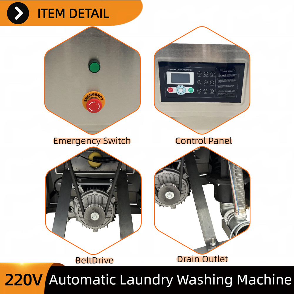 Industrial Automatic Laundry Integrated Washer & Dryer 15kg 220V Single Phase