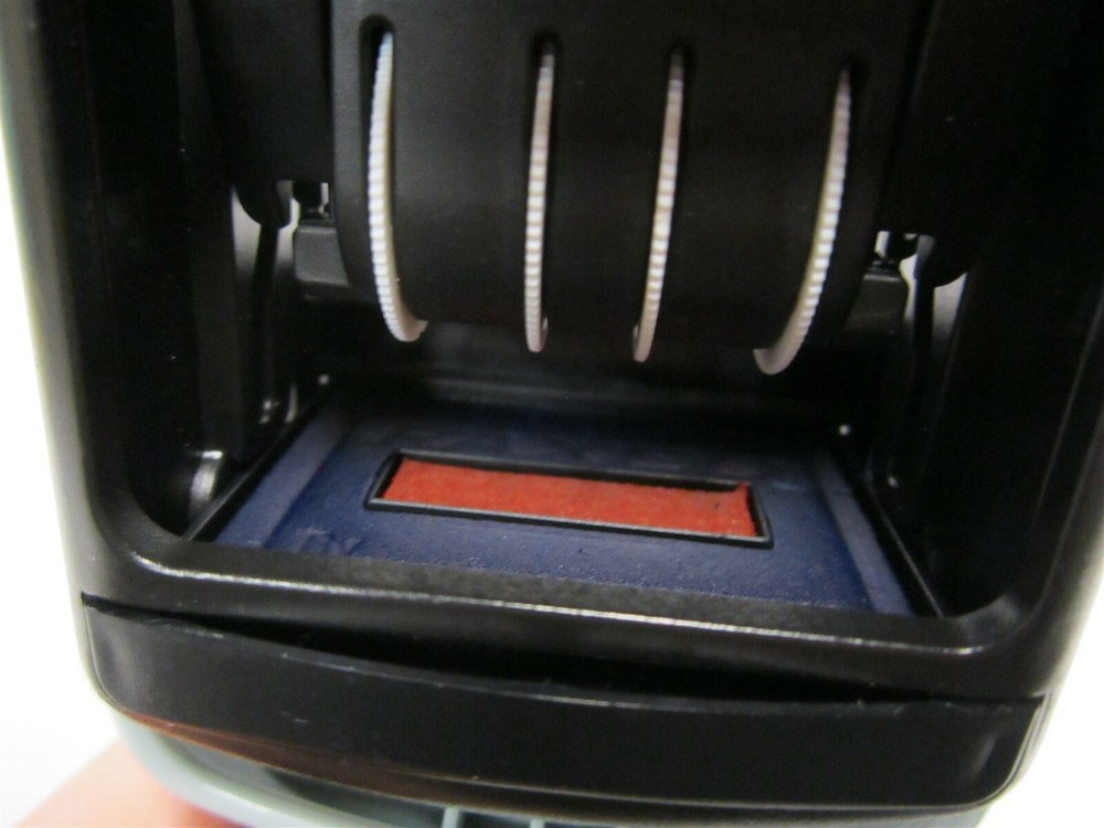 2000PLUS 038863 RED/BLUE FAXED Self-Inking Message Date Stamp Front Size 14
