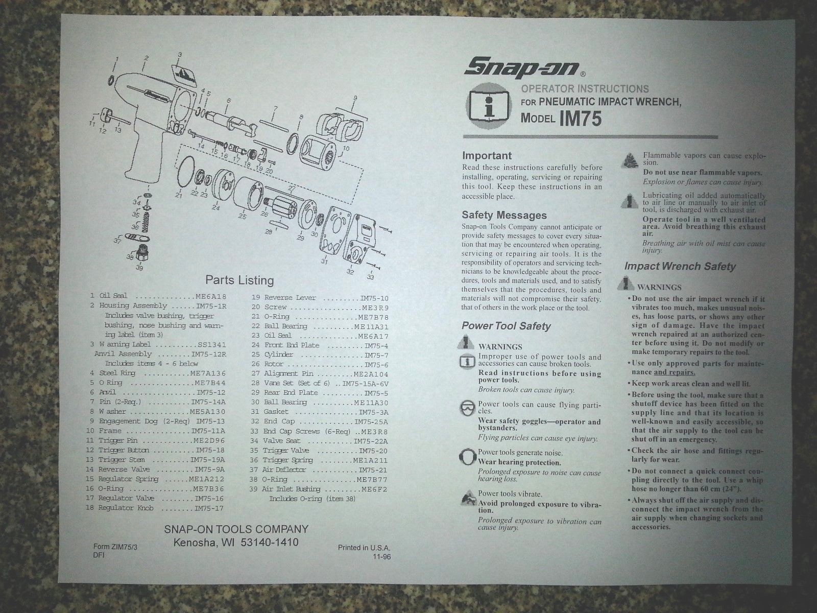 SNAP ON IM75 TUNE UP KIT WITH BEARINGS PLUS A MODIFIED THROTTLE VALVE KIT