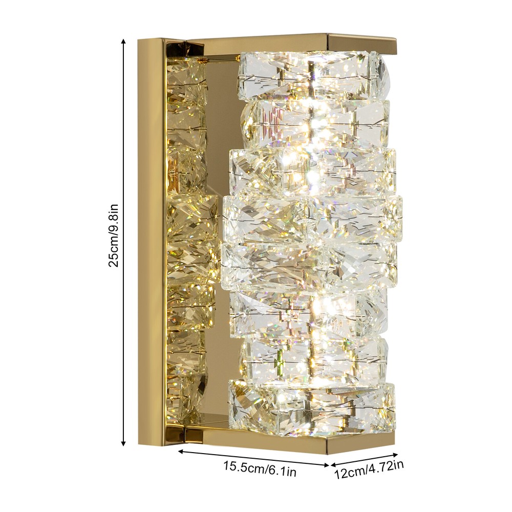 Modern Golden Crystal Wall Lamp with Adjustable LED Light Source