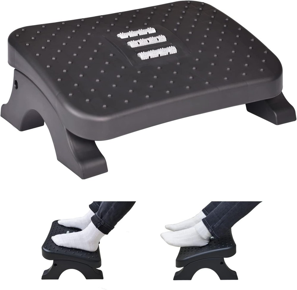 Under Desk Footrest, Ergonomic Foot Stool with Massa Rollers