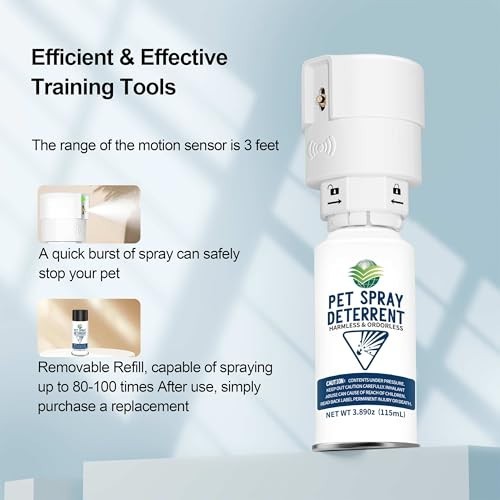 Automatic Motion Activated Cat & Dog Spray Deterrent System - Odorless, Safe Up
