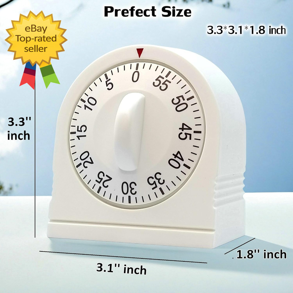 60 Minute Wind up Timer Visual Mechanical Timer with Loud Alarm Manual Countdow