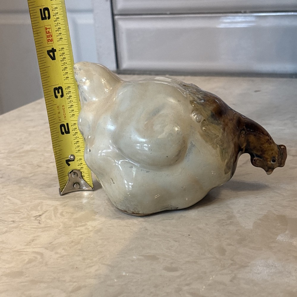 Ceramic Stoneware Primitive Hen Sculpture Chicken Pecking Statue