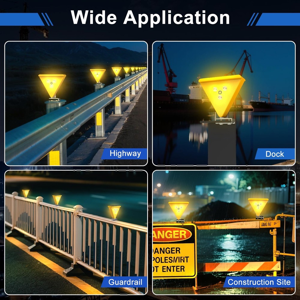 Solar Warning Light - LED Flashing Safety Light with Reflective Sticker