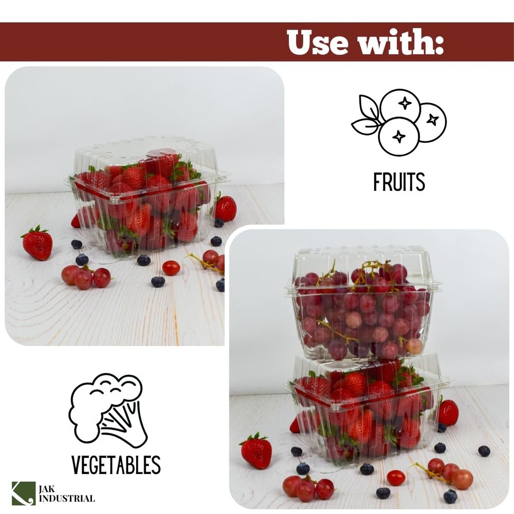 75 PCS Quart Vented Plastic Berry Produce Basket Fruit Vegetable Container