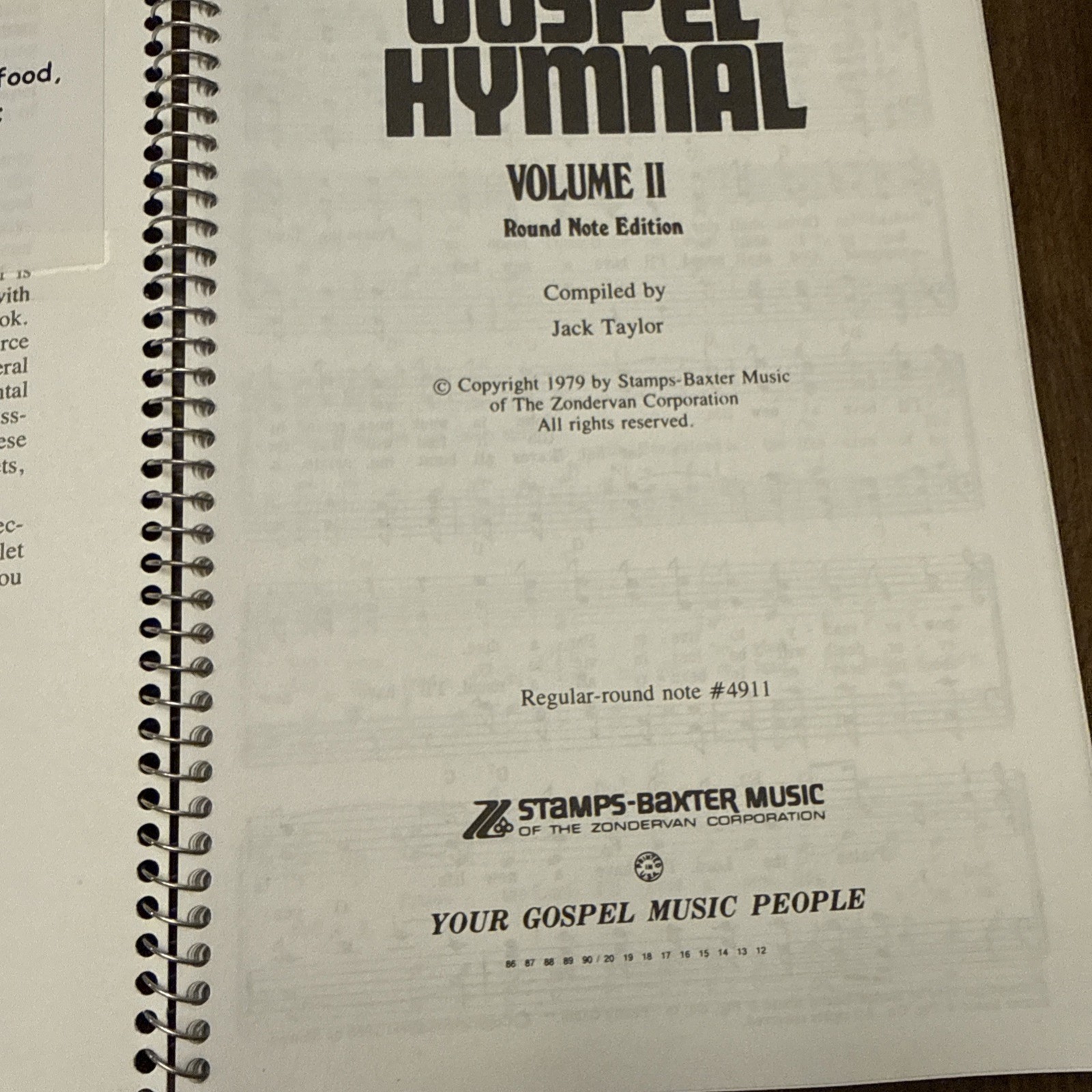 Gospel Hymnal Volume 2 Spiralbound Stamps Baxter Vintage 1979 Songbook