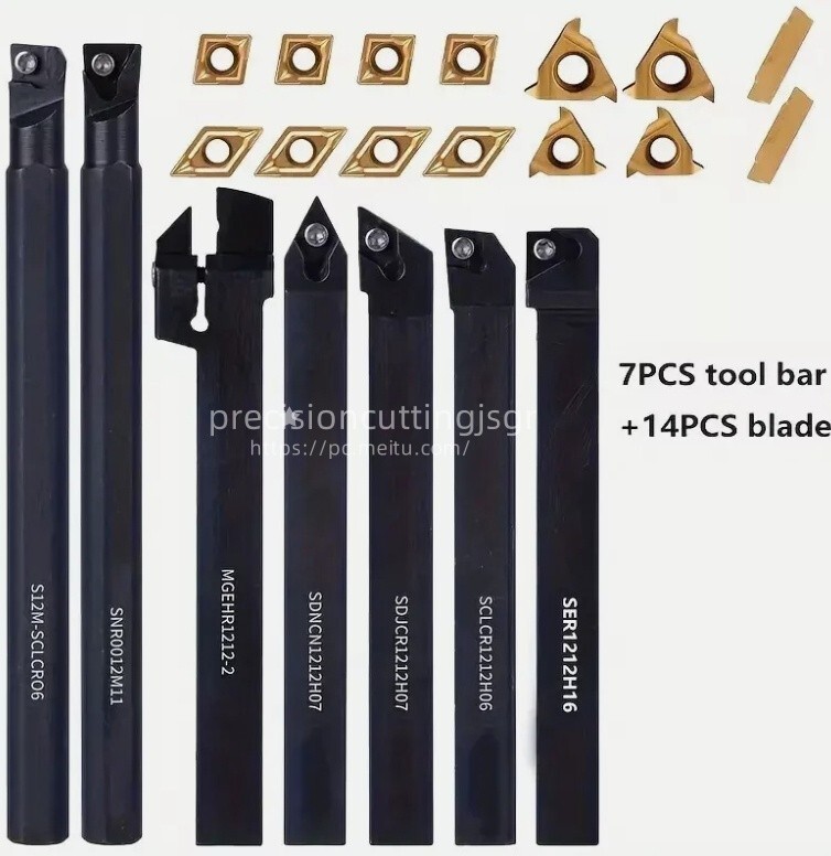 21PCS 1/2"/12mm Shank Indexable Carbide Lathe Turning Insert Tool Holder Bit Se