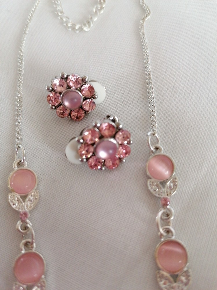 Pink Necklace & Earrings